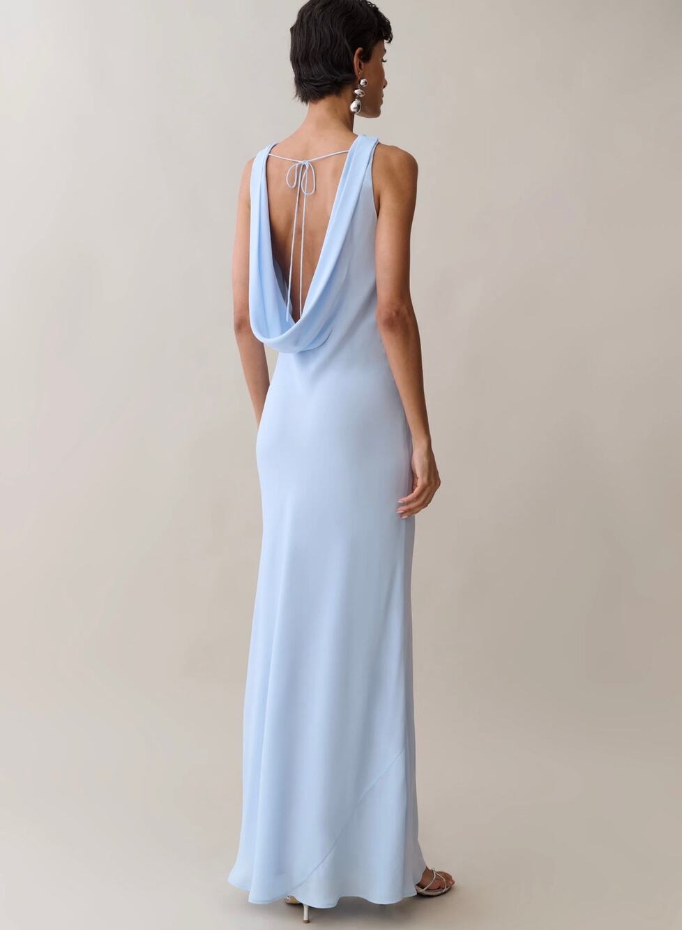 New O.P.T Amarosa Dress light blue satin drape sz M